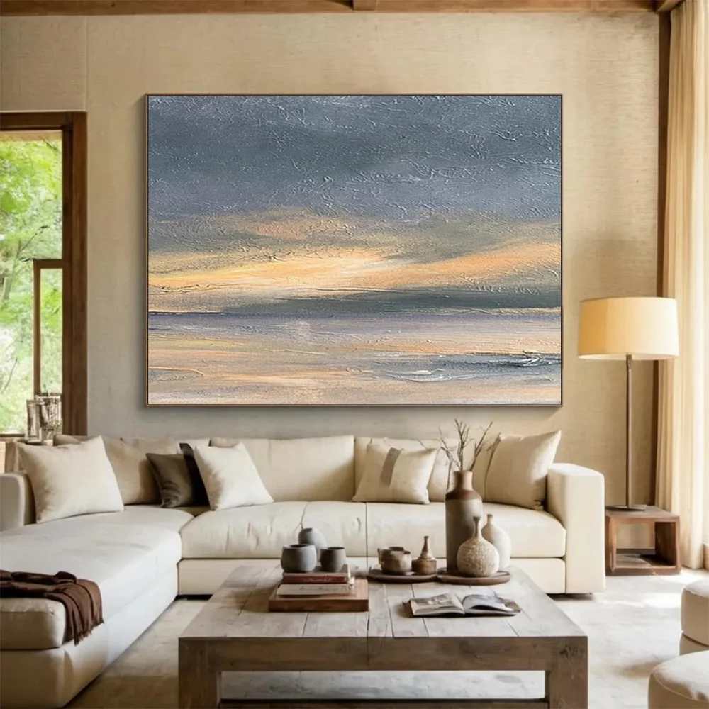 Acrylic Original Painting Shore Subtle Abstract Artwork O9GBS